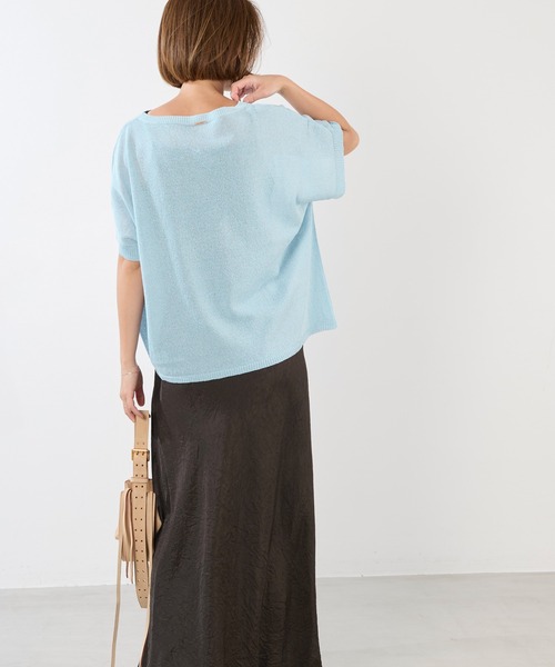 MICA&DEAL(マイカ&ディール)の「シアーハーフスリーブニット(ニット/セーター・レディース・ライトブルー/ホワイト/ベージュ/ネイビー・FREE)」の17枚目の写真