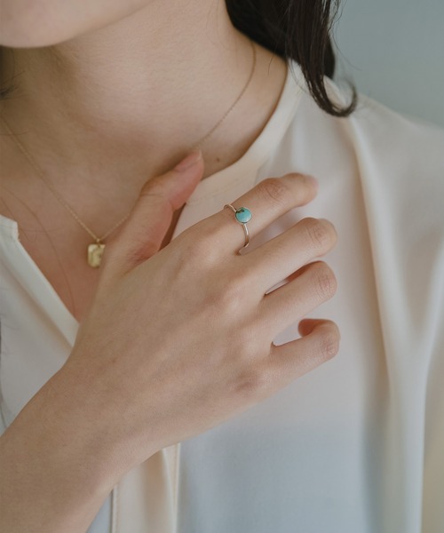 LAVEANGE（ラビアンジェ）の「サークルストーンシルバーリング（リング・レディース・ブラック/アイボリー/ターコイズブルー・9/12/15 /14/17）」の13枚目の写真