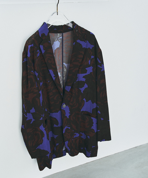 セール】レーヨンフラワープリントジャケット（テーラードジャケット