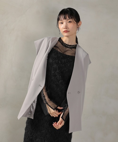 kana オケージョンドレス シアートップス ベスト ローズ レース ドレス 3点セット 結婚式