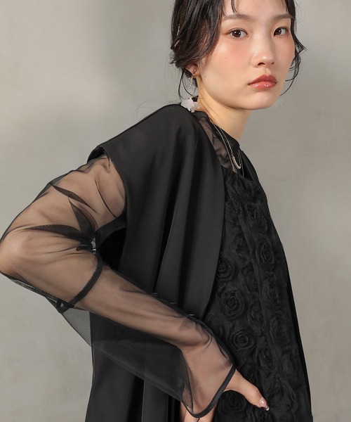 最終価格 kana / ANDRESD シアートップス×ジャガードドレス 結婚式 アンドレスド ANDRESD V line ジャガードドレス 結婚式 お呼ばれ