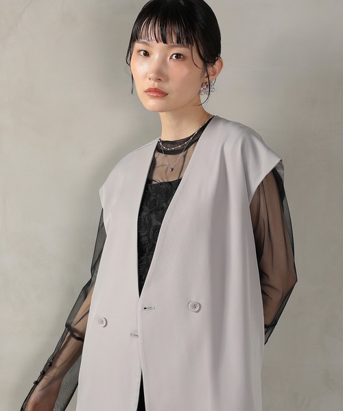 Kana(カナ)の「シアートップス ベスト ローズ レース ドレス 3点セット 結婚式 お呼ばれ オケージョン(ドレス・レディース・ライトグレー/ブラック/ブラウン・M)」の13枚目の写真