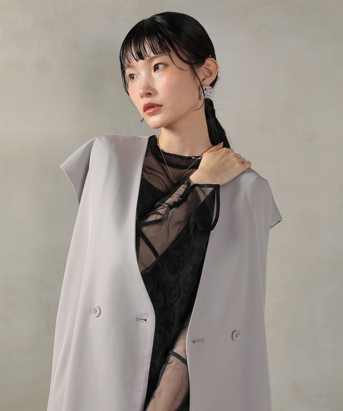 Kana(カナ)の「シアートップス ベスト ローズ レース ドレス 3点セット 結婚式 お呼ばれ オケージョン(ドレス・レディース・ライトグレー/ブラック/ブラウン・M)」の18枚目の写真