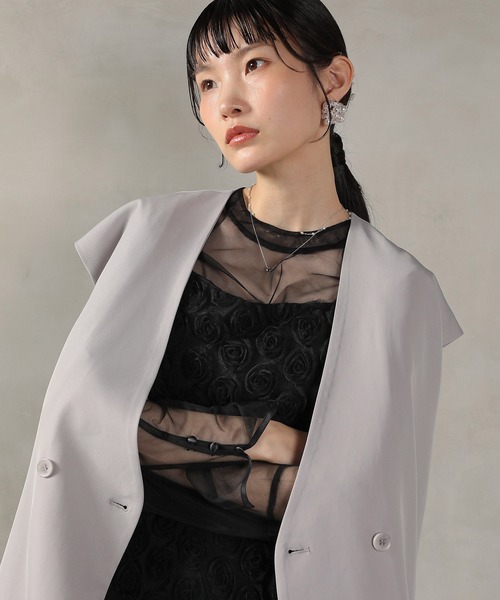 Kana(カナ)の「シアートップス ベスト ローズ レース ドレス 3点セット 結婚式 お呼ばれ オケージョン(ドレス・レディース・ライトグレー/ブラック/ブラウン・M)」の19枚目の写真