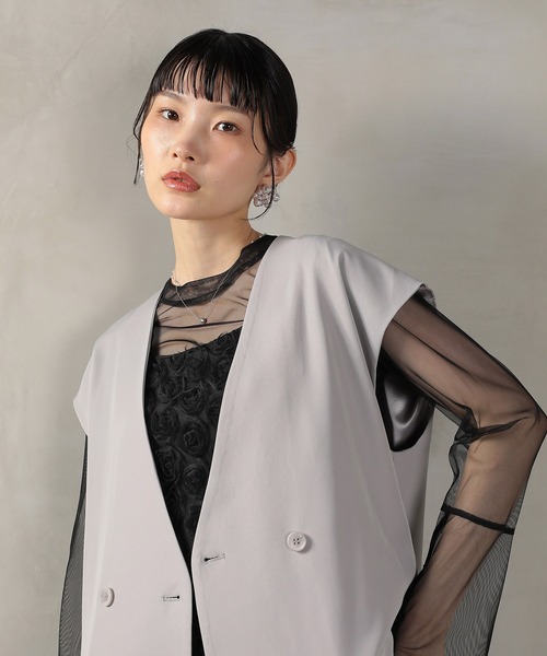 Kana(カナ)の「シアートップス ベスト ローズ レース ドレス 3点セット 結婚式 お呼ばれ オケージョン(ドレス・レディース・ライトグレー/ブラック/ブラウン・M)」の20枚目の写真
