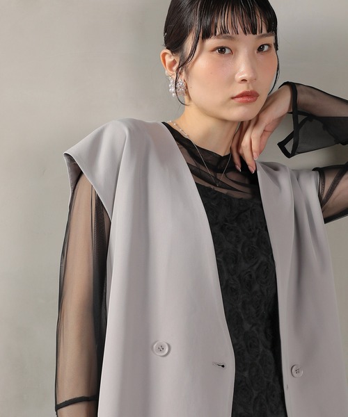 Kana(カナ)の「シアートップス ベスト ローズ レース ドレス 3点セット 結婚式 お呼ばれ オケージョン(ドレス・レディース・ライトグレー/ブラック/ブラウン・M)」の21枚目の写真