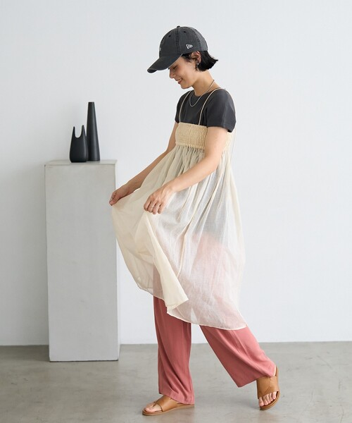 FREAK'S STORE(フリークスストア)の「インド 2WAY シアー チェック バンドゥワンピース(ワンピース・レディース・ブラック/ベージュ・フリ-)」の5枚目の写真