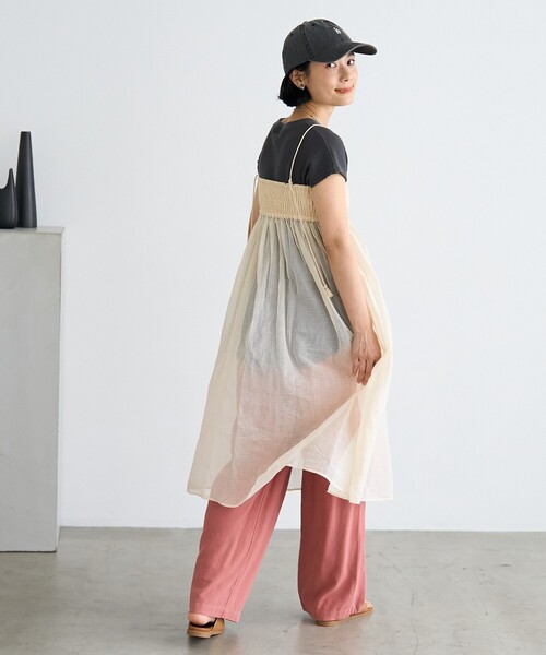 FREAK'S STORE(フリークスストア)の「インド 2WAY シアー チェック バンドゥワンピース(ワンピース・レディース・ブラック/ベージュ・フリ-)」の6枚目の写真