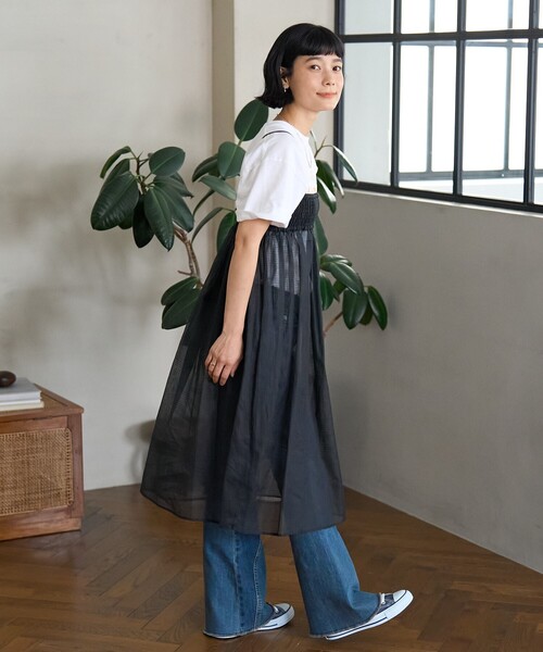 FREAK'S STORE(フリークスストア)の「インド 2WAY シアー チェック バンドゥワンピース(ワンピース・レディース・ブラック/ベージュ・フリ-)」の12枚目の写真