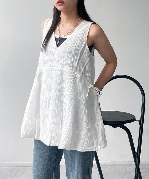 AS KNOW AS plus（アズノゥアズプラス）の「●前後着用可能 バルーンタンクチュニック（チュニック・レディース・ブラック系その他/オフホワイト/ブラウン・FREE）」の5枚目の写真