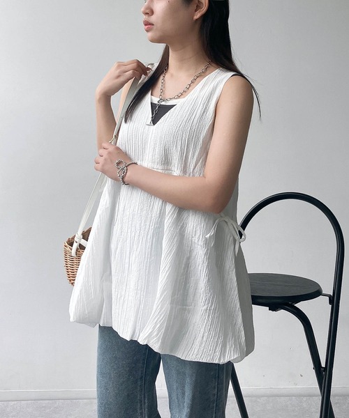 AS KNOW AS plus（アズノゥアズプラス）の「●前後着用可能 バルーンタンクチュニック（チュニック・レディース・ブラック系その他/オフホワイト/ブラウン・FREE）」の7枚目の写真