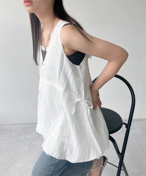 AS KNOW AS plus（アズノゥアズプラス）の「●前後着用可能 バルーンタンクチュニック（チュニック・レディース・ブラック系その他/オフホワイト/ブラウン・FREE）」の4枚目の写真