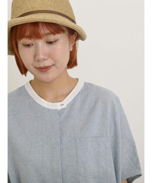 Samansa Mos2（サマンサ モスモス）の「【クールコットン】柄アソートクレリック袖タックブラウス（シャツ/ブラウス・レディース・オフホワイト/サックスブルー/キナリ/ネイビー・F）」の7枚目の写真