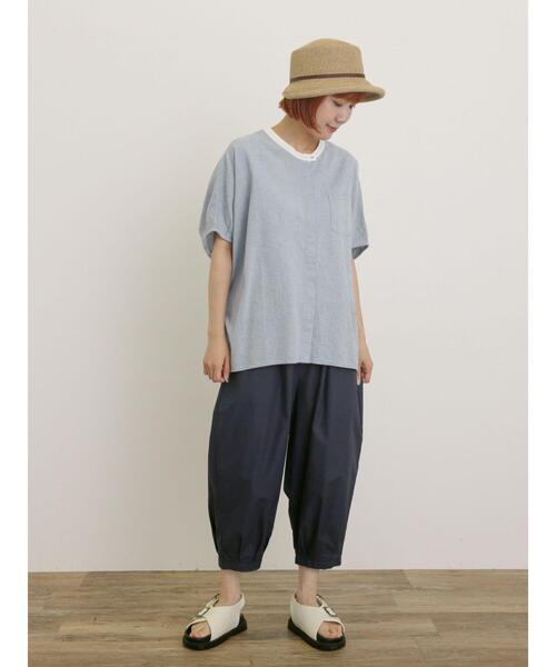 Samansa Mos2（サマンサ モスモス）の「【クールコットン】柄アソートクレリック袖タックブラウス（シャツ/ブラウス・レディース・オフホワイト/サックスブルー/キナリ/ネイビー・F）」の11枚目の写真