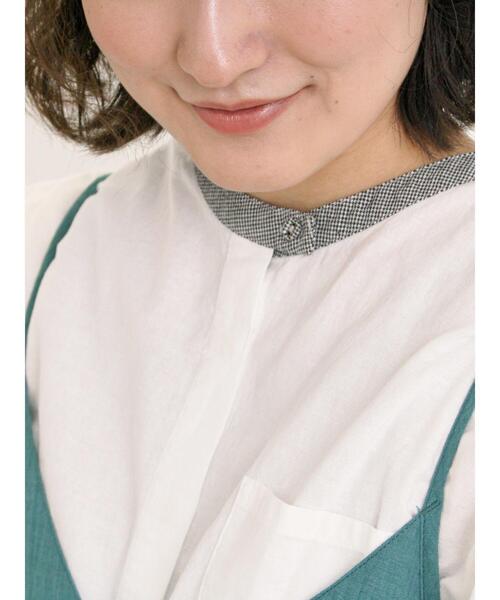 Samansa Mos2（サマンサ モスモス）の「【クールコットン】柄アソートクレリック袖タックブラウス（シャツ/ブラウス・レディース・オフホワイト/サックスブルー/キナリ/ネイビー・F）」の12枚目の写真