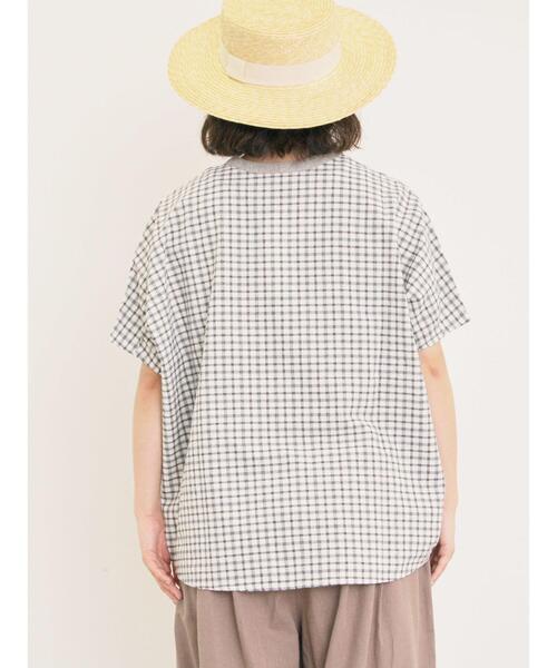 Samansa Mos2（サマンサ モスモス）の「【クールコットン】柄アソートクレリック袖タックブラウス（シャツ/ブラウス・レディース・オフホワイト/サックスブルー/キナリ/ネイビー・F）」の19枚目の写真