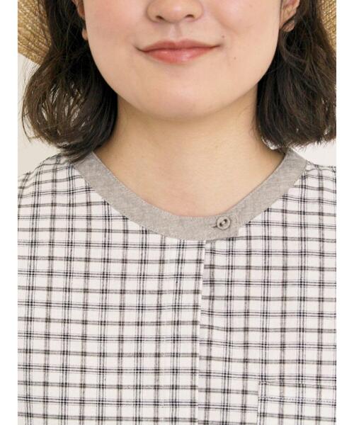 Samansa Mos2（サマンサ モスモス）の「【クールコットン】柄アソートクレリック袖タックブラウス（シャツ/ブラウス・レディース・オフホワイト/サックスブルー/キナリ/ネイビー・F）」の20枚目の写真