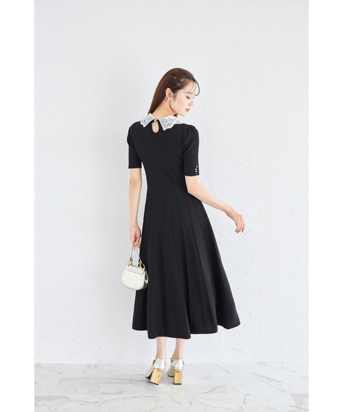 tocco closet(トッコ クローゼット)の「2WAYレース襟付きビジュー装飾プリーツニットワンピース(ワンピース・レディース・ブラック/グレイッシュブルー/ローズ・M)」の18枚目の写真