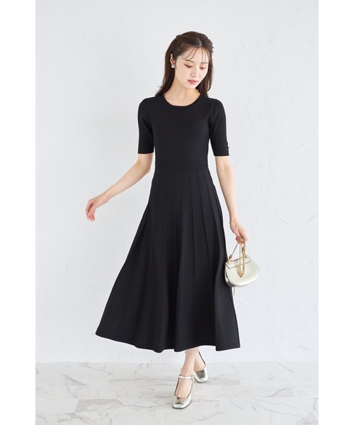 tocco closet(トッコ クローゼット)の「2WAYレース襟付きビジュー装飾プリーツニットワンピース(ワンピース・レディース・ブラック/グレイッシュブルー/ローズ・M)」の22枚目の写真