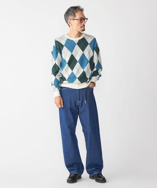 セール】SHIPS: 12ゲージ アーガイル クルーネック ニット（ニット