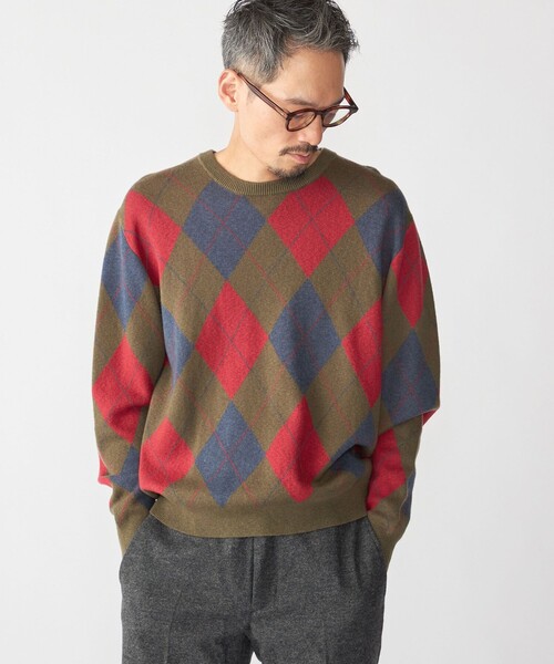 PLAN C ニット・セーター 36(XS位) 赤x茶x黒(アーガイル) 【古着】【中古】 PLAN C（プランシー）中古・古着オンライン通販 | Kindal（カインドオル)
