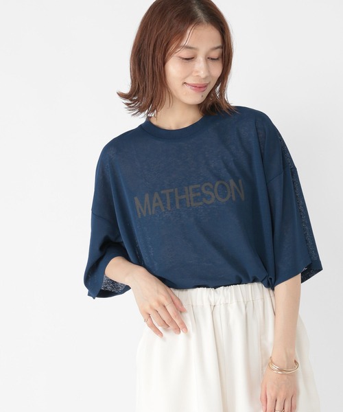 studio CLIP(スタディオクリップ)の「梨地シアーロゴTシャツ(Tシャツ/カットソー・レディース・カーキ/ネイビー/ダークグレー・FREE)」の1枚目の写真