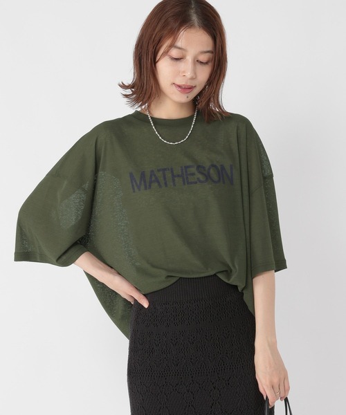 studio CLIP(スタディオクリップ)の「梨地シアーロゴTシャツ(Tシャツ/カットソー・レディース・カーキ/ネイビー/ダークグレー・FREE)」の9枚目の写真