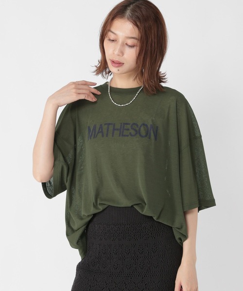 studio CLIP(スタディオクリップ)の「梨地シアーロゴTシャツ(Tシャツ/カットソー・レディース・カーキ/ネイビー/ダークグレー・FREE)」の8枚目の写真