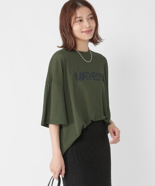 studio CLIP(スタディオクリップ)の「梨地シアーロゴTシャツ(Tシャツ/カットソー・レディース・カーキ/ネイビー/ダークグレー・FREE)」の7枚目の写真