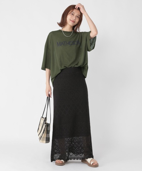 studio CLIP(スタディオクリップ)の「梨地シアーロゴTシャツ(Tシャツ/カットソー・レディース・カーキ/ネイビー/ダークグレー・FREE)」の5枚目の写真