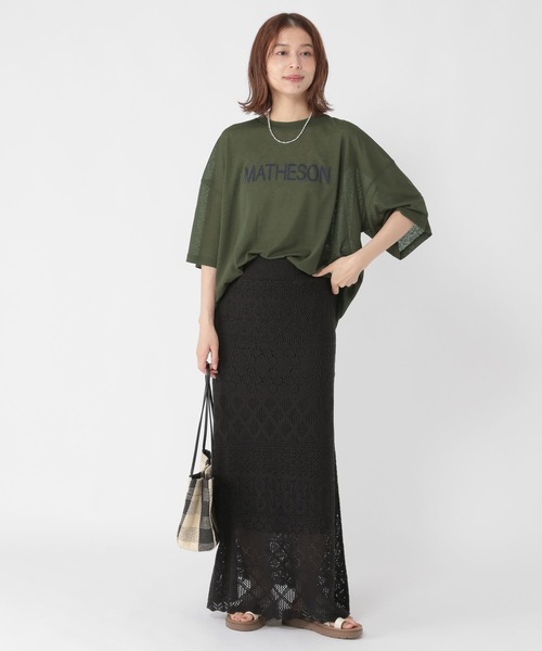 studio CLIP(スタディオクリップ)の「梨地シアーロゴTシャツ(Tシャツ/カットソー・レディース・カーキ/ネイビー/ダークグレー・FREE)」の4枚目の写真