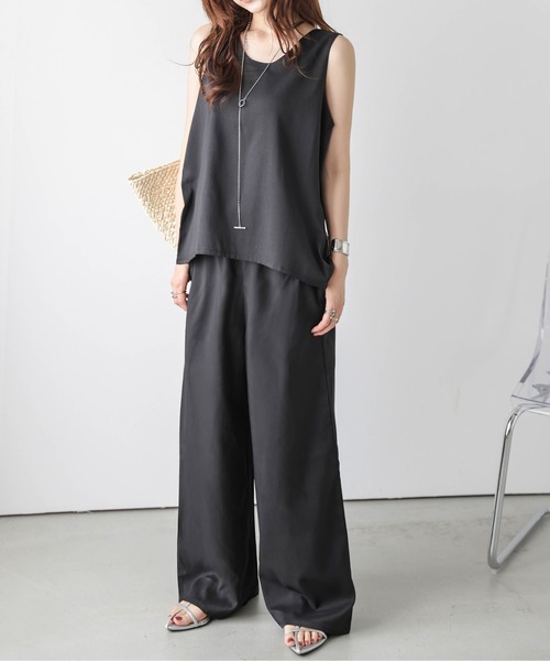 AMELY（エミリー）の「ワイドパンツセットアップ（セットアップ・レディース・ブラック/ベージュ/グレー・フリー）」の2枚目の写真
