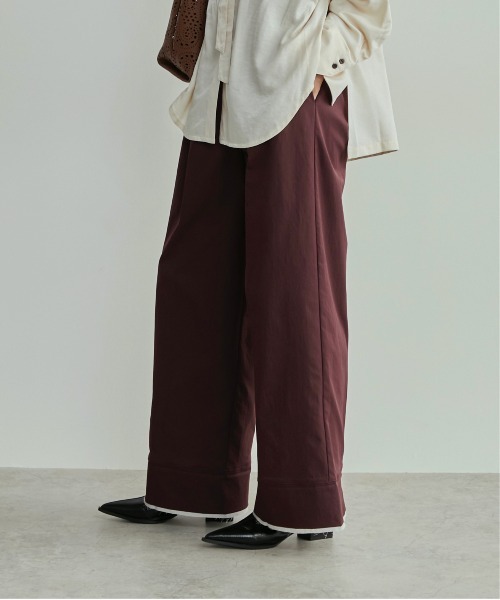 LOSCa(ロスカ)の「バイカラーハーフアップワイドパンツ(スラックス・レディース・グレイッシュベージュ/ボルドー/チャコールグレー・M/S)」の3枚目の写真