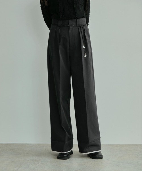 LOSCa(ロスカ)の「バイカラーハーフアップワイドパンツ(スラックス・レディース・グレイッシュベージュ/ボルドー/チャコールグレー・M/S)」の17枚目の写真