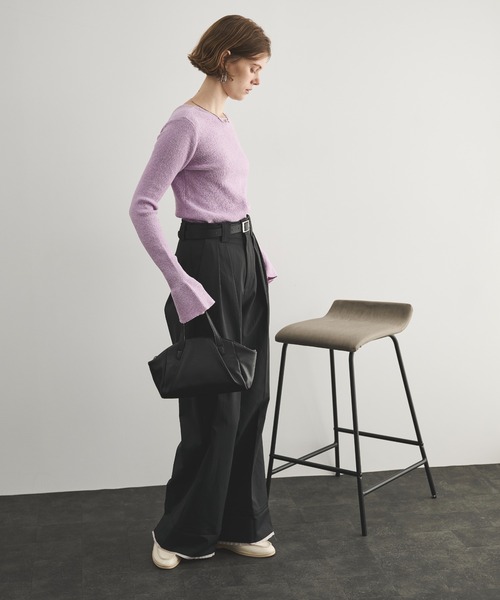 バイカラーハーフアップワイドパンツ（スラックス）｜LOSCa