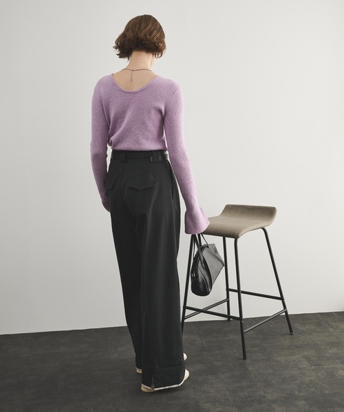 バイカラーハーフアップワイドパンツ（スラックス）｜LOSCa