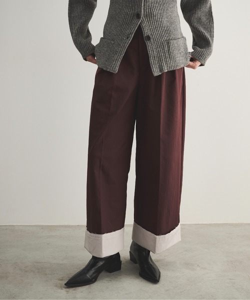 セール】バイカラーハーフアップワイドパンツ（スラックス）｜LOSCa