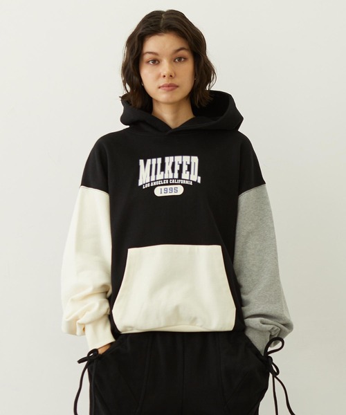 MILKFED.(ミルクフェド)の「COLOR BLOCK SWEAT HOODIE(パーカー・レディース・ライトブルー/ブラック/オートミール・M/L)」の2枚目の写真