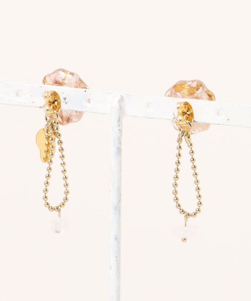 tone(トーン)の「【ime】天然石付フラワーピアス(MA)(ピアス(両耳用)・レディース・ピンク/イエロー・FREE)」の15枚目の写真