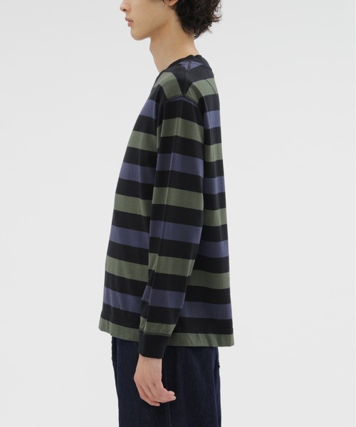 MHL.（エムエイチエル）の「THREE COLOUR BLOCK STRIPE（Tシャツ/カットソー・メンズ・マルチ・MEDIUM/LARGE）」の3枚目の写真