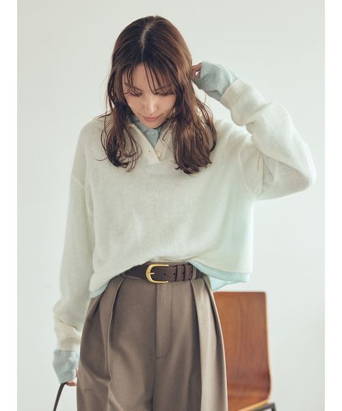 モヘア混シアーポロニットプルオーバー（ニット/セーター）｜Mila Owen