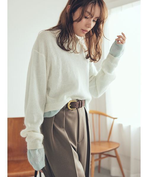 モヘア混シアーポロニットプルオーバー（ニット/セーター