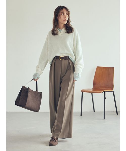 モヘア混シアーポロニットプルオーバー（ニット/セーター）｜Mila Owen