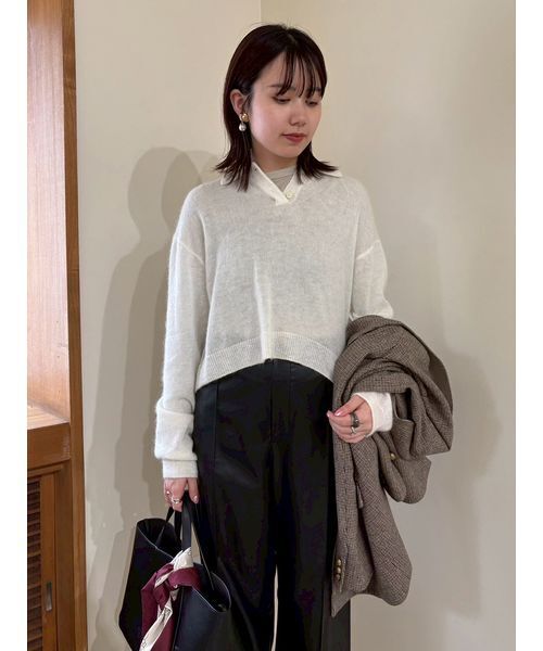 Mila Owen(ミラオーウェン)の「モヘア混シアーポロニットプルオーバー(ニット/セーター・レディース・ホワイト/ブラウン/ピンク/ライトブルー・0/1)」の16枚目の写真