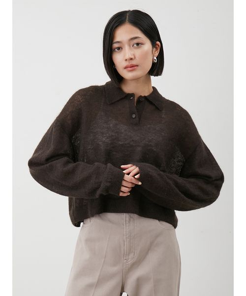 AURALEE モヘア　ポロニット　⭐︎週末限定お値下げ モヘア混シアーポロニットプルオーバー（ニット/セーター）｜Mila Owen