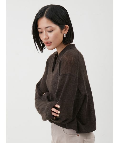 モヘア混シアーポロニットプルオーバー（ニット/セーター）｜Mila Owen