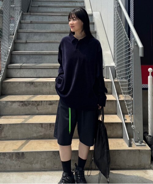 WHIMSIC（ウィムジック）の「【UNISEX/2サイズ展開】ピンストライプワイドショーツ（その他パンツ・メンズ・ネイビー・2/1）」の12枚目の写真