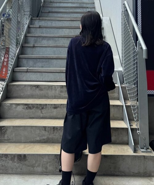 WHIMSIC（ウィムジック）の「【UNISEX/2サイズ展開】ピンストライプワイドショーツ（その他パンツ・メンズ・ネイビー・2/1）」の13枚目の写真