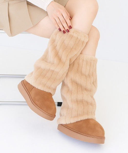 VIVIAN（ヴィヴィアン）の「もふぽか2WAY厚底ムートンファーカバーブーツ（ブーツ・レディース・キャメル/ブラック/ベージュ/ダークブラウン・S/M/L/LL）」の4枚目の写真
