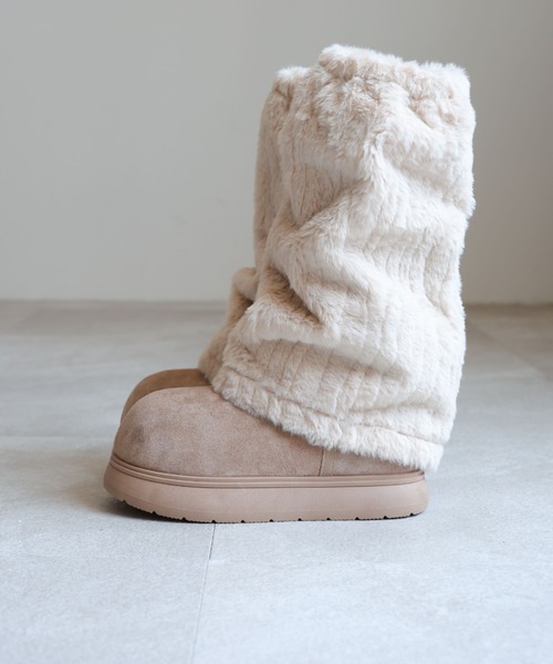 VIVIAN（ヴィヴィアン）の「もふぽか2WAY厚底ムートンファーカバーブーツ（ブーツ・レディース・キャメル/ブラック/ベージュ/ダークブラウン・S/M/L/LL）」の9枚目の写真